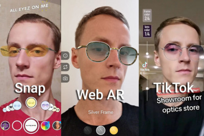 Виртуальная примерка очков в браузере, Snapchat, TikTok, Shopify