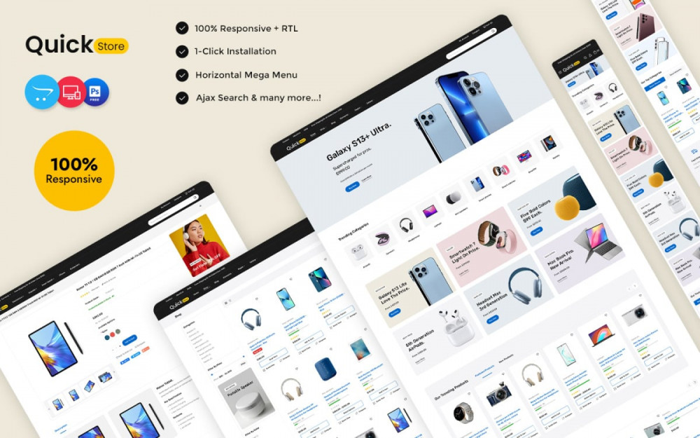Продаю шаблон Quickstore  универсальный Mega Shop на OpenCart (фото)