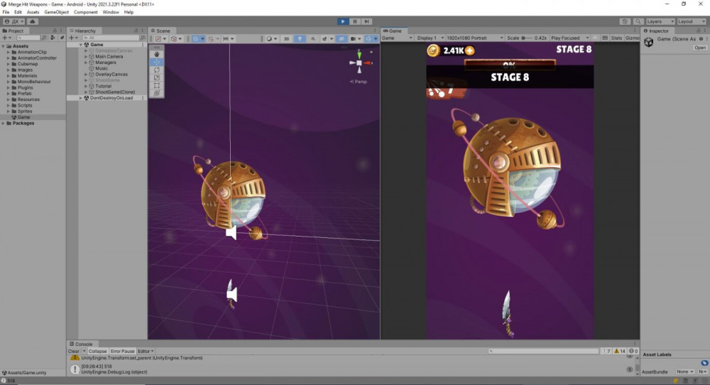 Unity Исходник Merge Hit Weapons (фото)