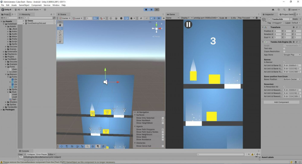 Unity Исходник Cube Dash  Минималистичная аркада с точностью на реакцию (фото)