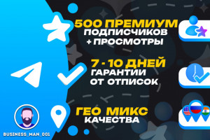 500 Telegram Premium-подписчиков на ваш канал или группу (фото)
