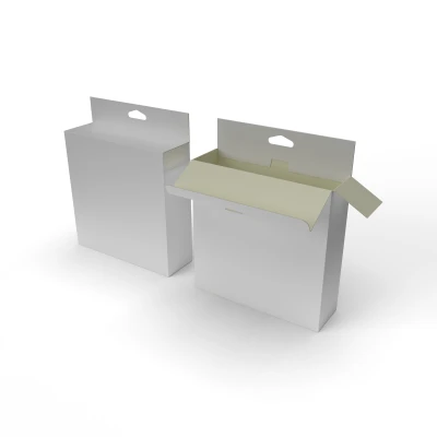 Картонная пачка с европодвесом Размеры сторон 160x50x160 мм