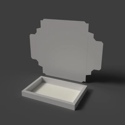 Прямоугольный лоток из картона с двойными бортами Собранная и разобранная упаковка