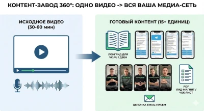 Контент-завод 15 единиц контента из одного вашего видео или интервью