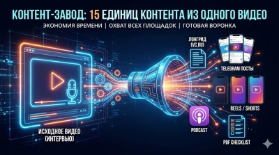 Контент-завод 15 единиц контента из одного вашего видео или интервью