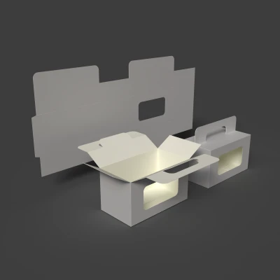 Картонная пачка с ручкой для переноски Открытая закрытая и разобранная упаковка